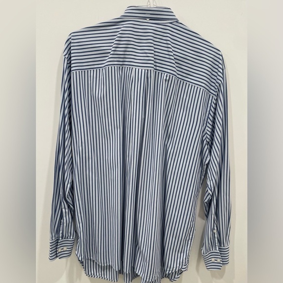 Rochester (Big Tall) Men’s Shirt Size XL Blue White Stripped ButtonDown Cotton - Picture 2 of 7